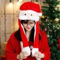 Santa Claus Deer Hat Ears Moving Hat Press Glow And Music Christmas Hat Cute Plush Safety Helmet Suitable For Children Woman
