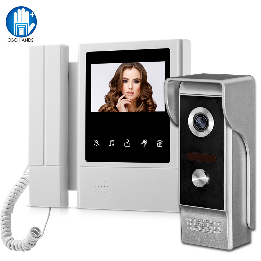4.3 inch Home Intercom Video Door Phone Video Intercom Doorbell Doorphone Waterproof 700TVL Camera Two-way Audio IR Night Vision