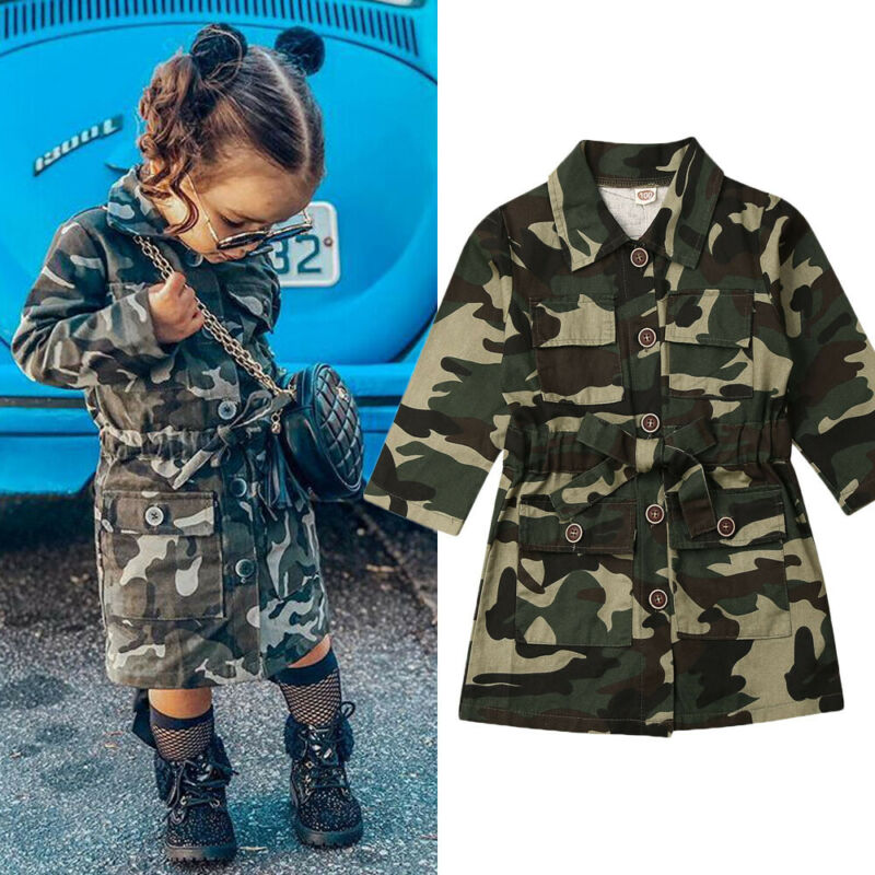 Fashion New Autumn Winter Kids Baby Girls Jackets Camouflage Long Sleeve Trench Casual Toddler Children Girls Outwear Clothes