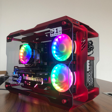 MATX ITX Motherboard DIY Open Desktop Case USB3.0 Computer Gaming Case Tempered Glass Transparent With 3x120MM RGB Fan Cooling