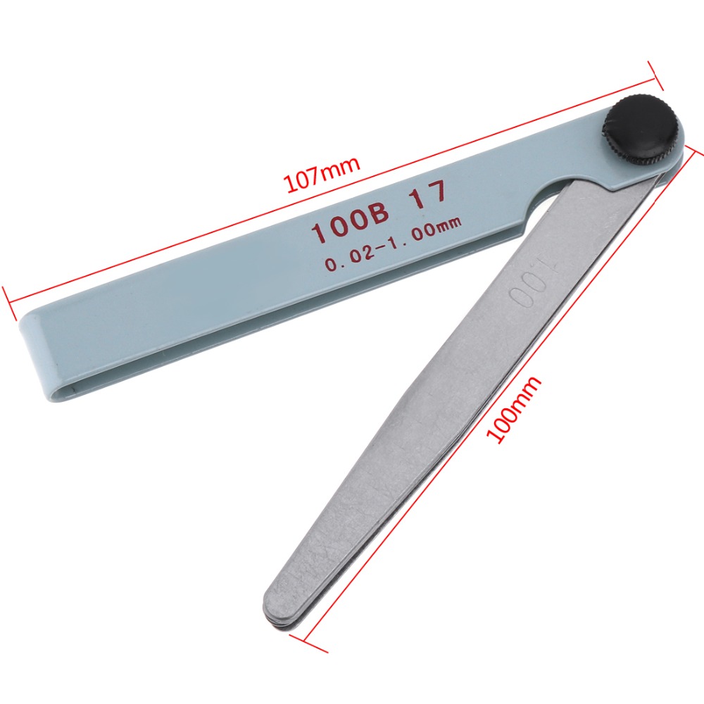 17 Blades Feeler Gauge Metric Gap Filler 0.02-1.00mm Gage Measurment Tool For Engine Valve Adjustment