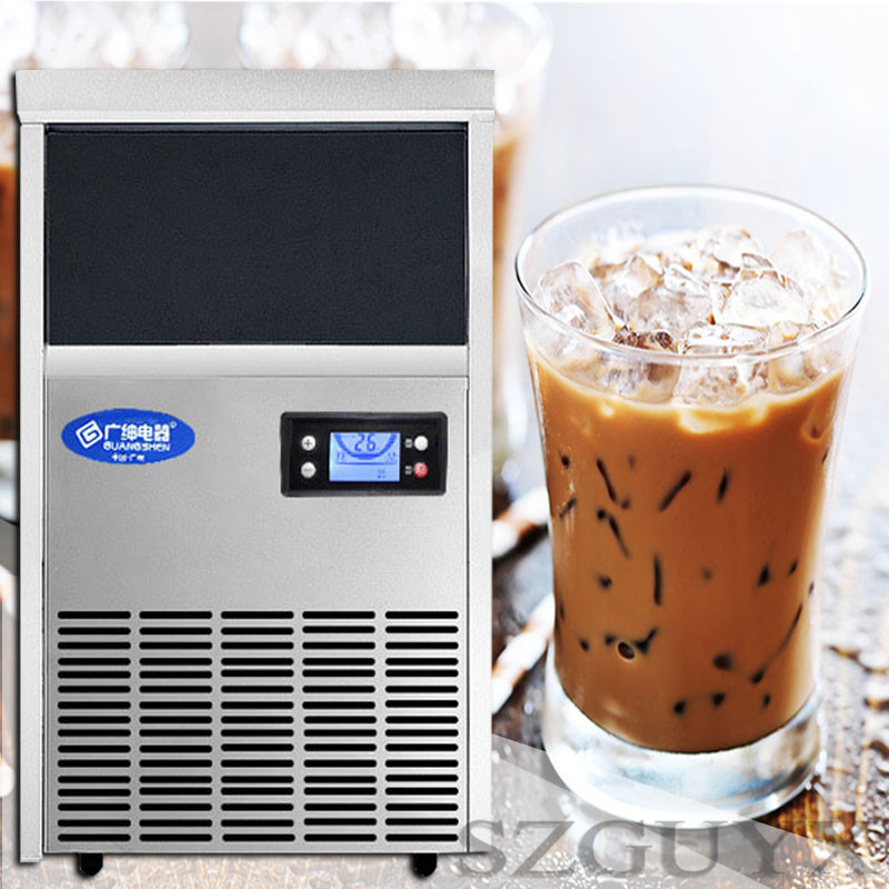 220V Stainless steel body Ice maker Tea shop Ice cube machine Cafe Ice maker Commercial Fully automatic Square ice machine