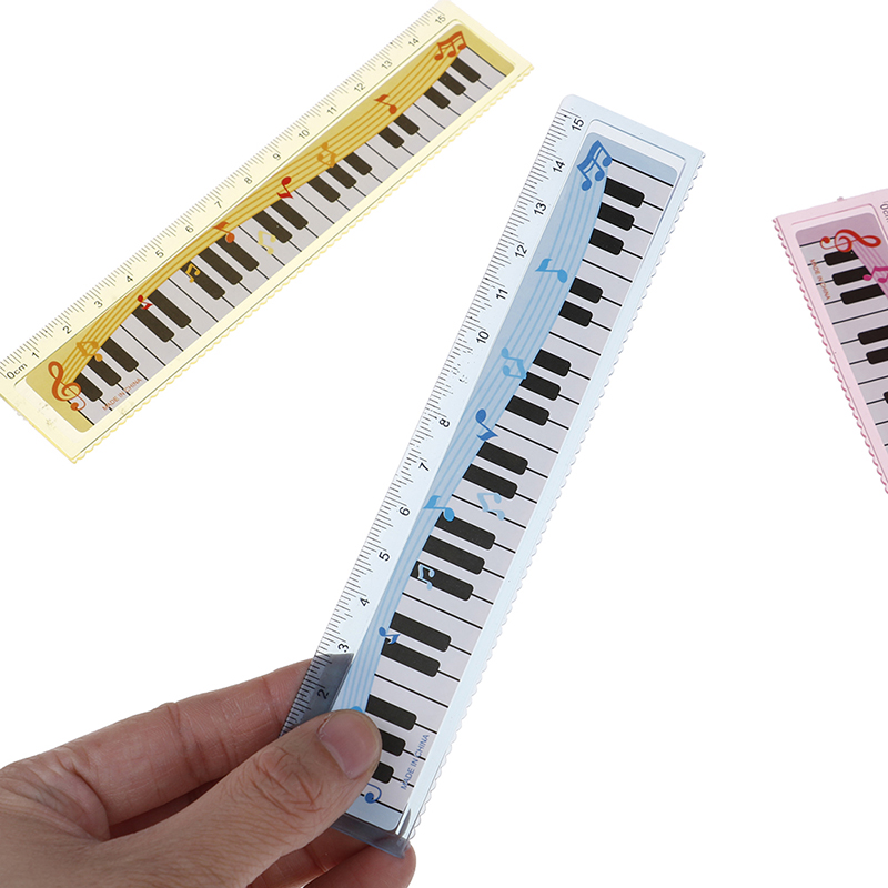 1 Pcs Cute 15cm Musical Notes Piano Transparent Plastic Straight Rulers Drawing Measuring Ruler Student Stationery