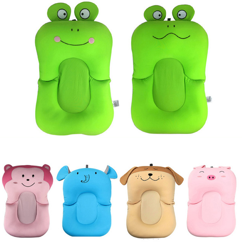 Soft Infant Bath Tub Pad Skid Proof Baby Shower Cushion Protection Foldable Air Cushion Non-slip Safety Security Bath Seat Mat