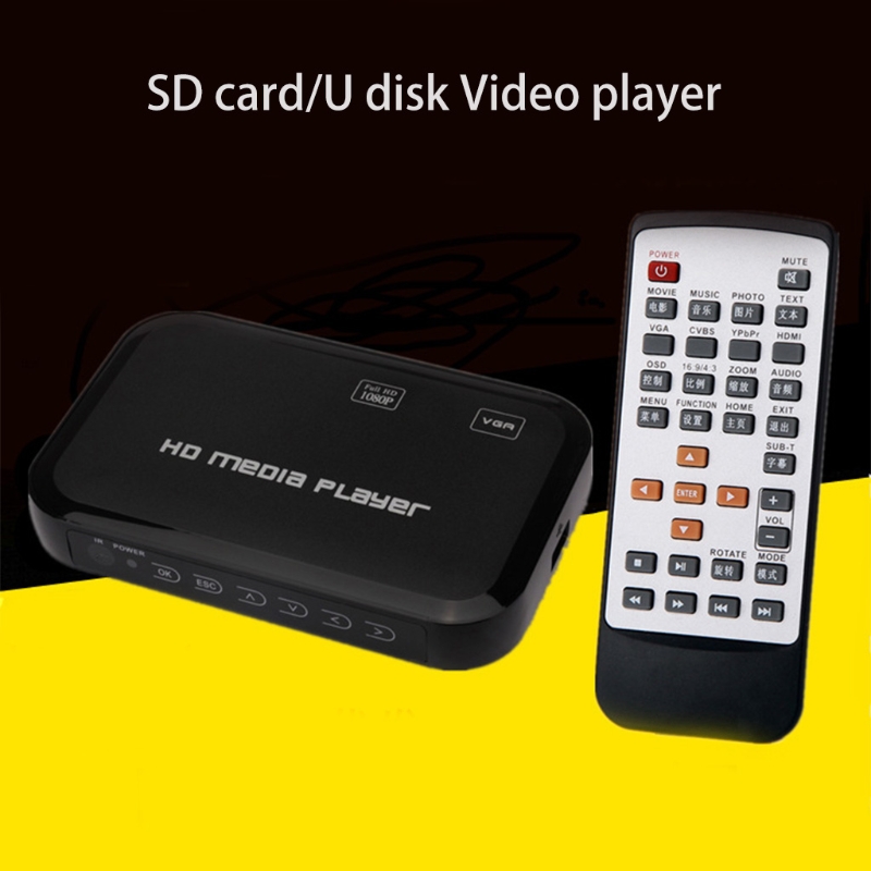 Mini Full 1080P USB External HDD Player With SD MMC U Disk Support MKV AVI HDMI-compatible Media Video Player IR Remote Player