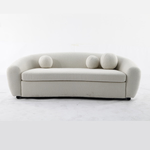 Modern Velvet Teddy 3 Seater Curved Sofa