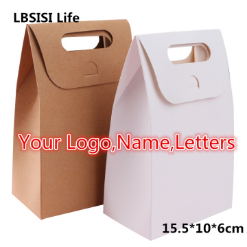 LBSISI Life 10pcs Kraft Paper Box Customized Logo Name Candy Cookie Christmas Birthday Wedding Party Gifts Packaging