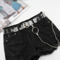 New Fashion Women Transparent Belt with Chain Two Row Hole PVC Clear Pin Buckle Female Waist Strap Punk Trousers Jeans Belts