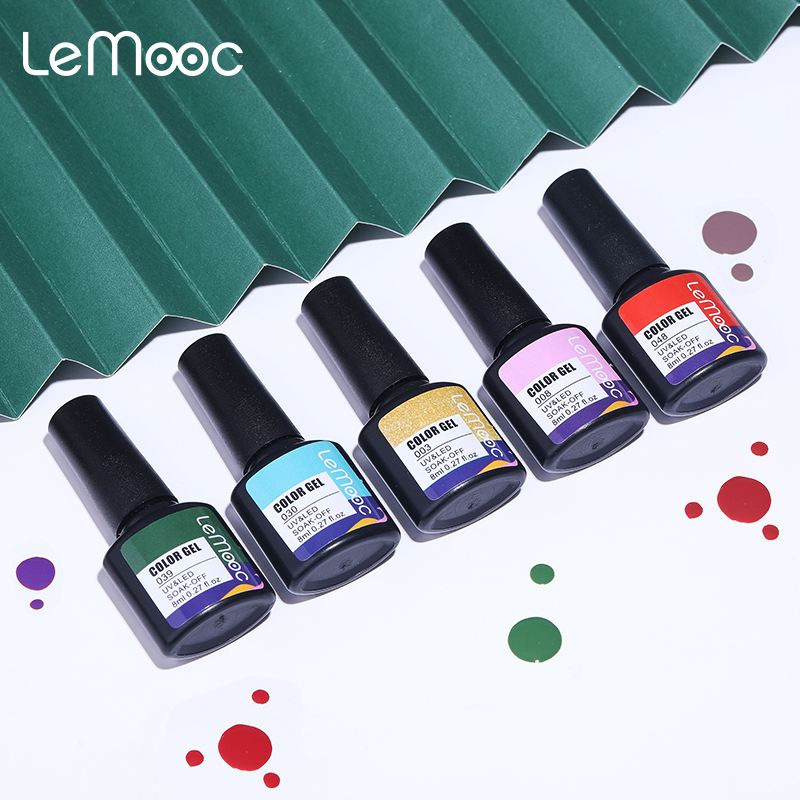 LEMOOC Nail Polish Gel French Line Style DIY Design Soak Off Semi Permanant Varnishes Mirror Powder Accessories Nail Lacquers