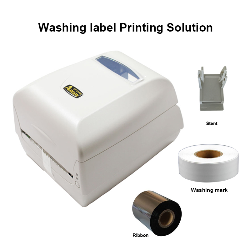 Thermal transfer label printer washing label printing solution with paper holder ribbon and silk clothes label easy for printing