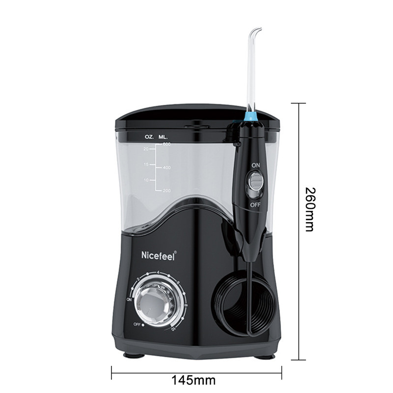 Nicefeel Oral Irrigator Water Pulse Flosser Dental Jet Teeth Cleaner Hydro Jet With 600ml Water Tank and 7Nozzle Tooth Care