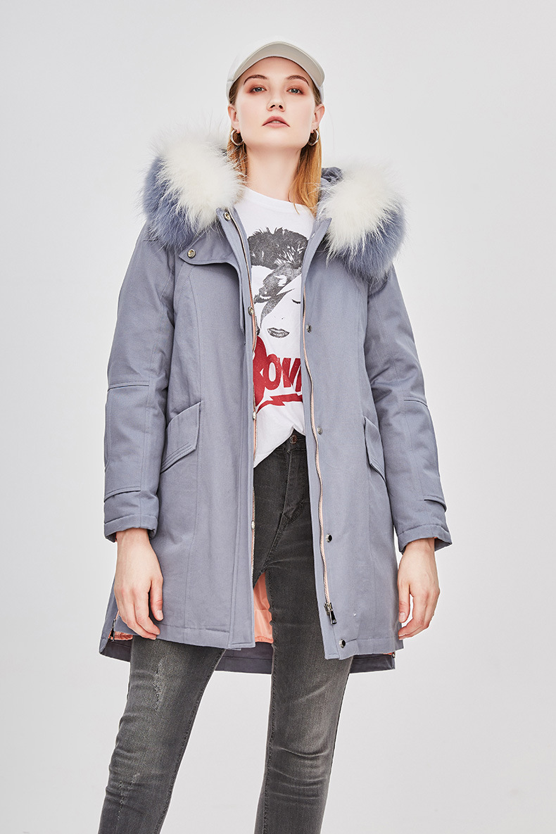 Women Collision Color Hoodie Parka Jacket