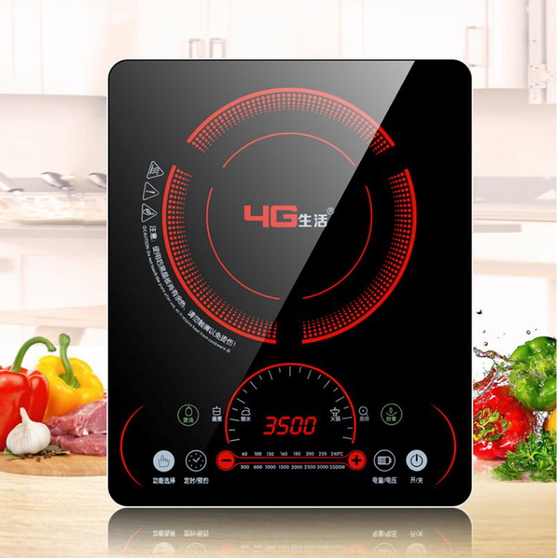 3500W Induction Cooktop Cooker Household Induction Cooker Commercial Electric Stove Touchpad Black Microlite Panel 220V