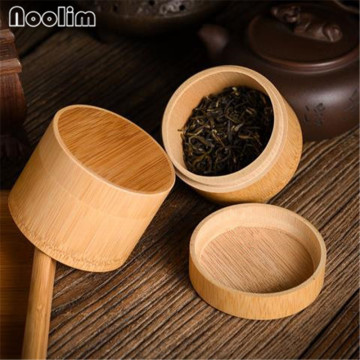 Bamboo Handmade Kitchen Spice Jar Creative Sealed Cans Storage Tank with Cover Food Container Round Tea Box Teahouse Canisters