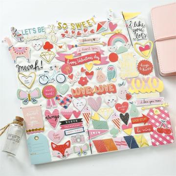 60pc Happy Valentine's Day Cardstock Die Cuts for Scrapbooking Happy Planner/Card Making/Journaling Project