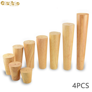 Onuobao 4pcs Furniture Legs Solid Wooden Furniture feet Cone Sofa Leg With Iron Plate for Sofa Table Cabinet Coffee Desk