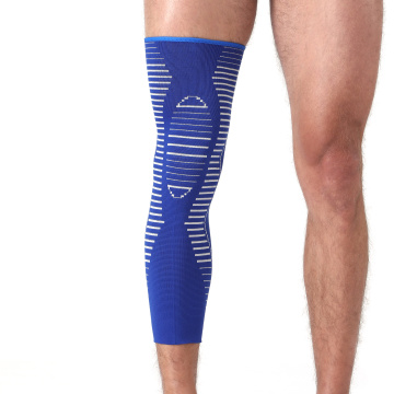 Blue Knitting Leg Warmer Sleeve Sports Compression Lengthen Knee Support Brace Shin Guard for Men and Women