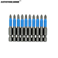 10pc 50mm PH1 PH2 PH3 PZ1 PZ2 PZ3 Magnetic Screwdriver Bit Set 1/4" Hex Shank Anti Slip Phillips Electric Power Tool Accessories