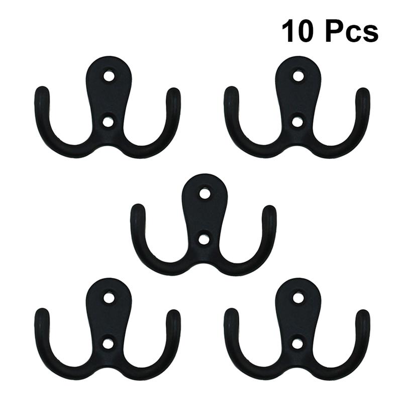 10pcs Coat Hooks Wall-Mounted 2 Hole Towel Hanger For Coats Hats Clothing Home Storage Hooks Wall Hook Towel Hanger for Hardware