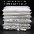 3mm-20mm straight holes white round Acrylic Sewing pearl spacer beads clothes headwear shoes bag craft beaded DIY Jewelry Making