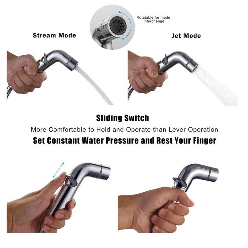 Handheld Toilet Bidet Sprayer Set Stainless Steel Hand Bidet Faucet Bathroom Hand Sprayer Shower Head Women Self Cleaning