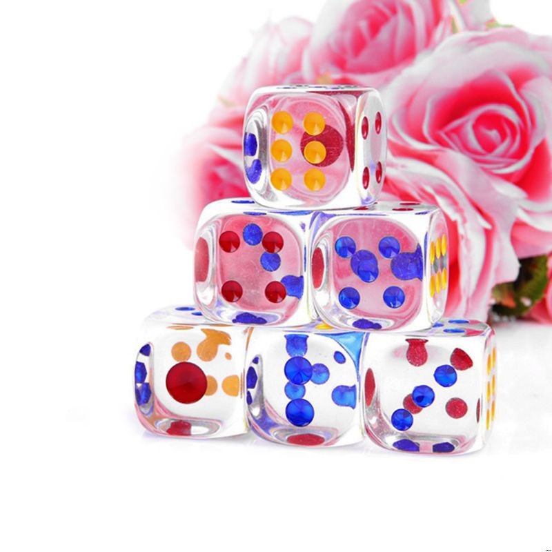 35mm Colorful Transparent Dice 6 Sides Board Game D&D Cambling Club Party Dice