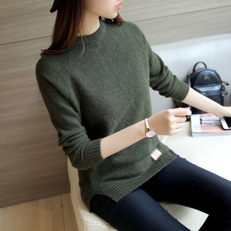 2019 Women Sweaters And Pullovers Autumn Winter Long Sleeve Pull Femme Solid Pullover Female Casual Short Knitted Sweater W1629