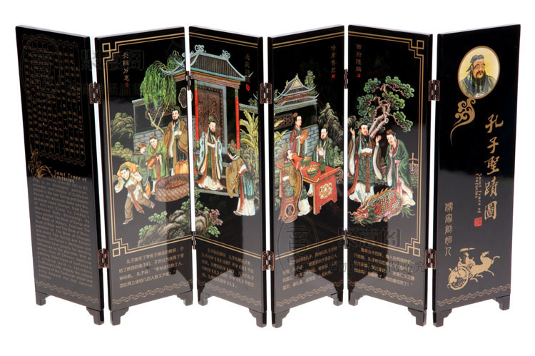 The painting of Confucius' holy relics, lacquerware, small screen, and Chinese handicrafts