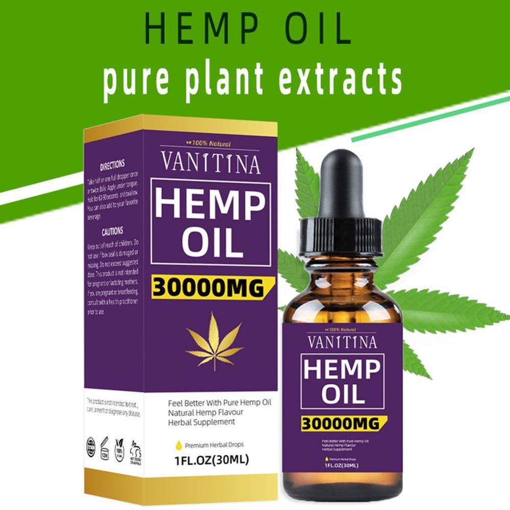 30ML Organic Hemp Oil 3000mg CBD Hemp Seeds Oil Extract Drops for Skin Pain Relief Reduce Anxiety Better Sleep Anti Stress