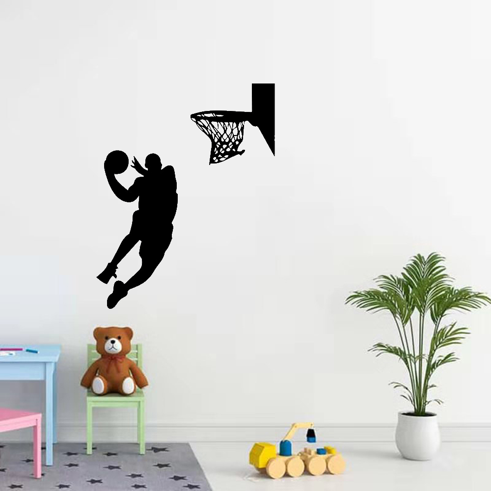 Basketball Player Wall Stickers Boys Bedroom Living Room Sofa Decorative Vinyl Removable Self Adhesive Wallpaper