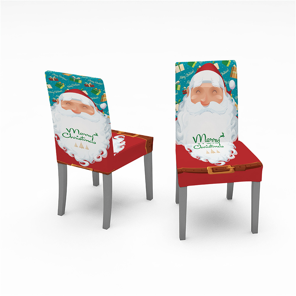 Waterproof Christmas Tablecloth And Chair Cover Elastic Santa Claus Rectangular Dinning Table Cover Cloth for Party Events Decor