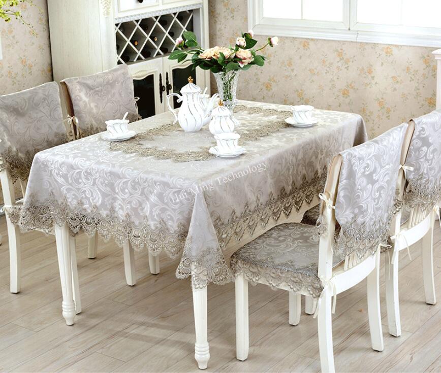 Europe luxury embroidered tablecloth table dining table cover little gray table cloth Lace coffee table flag cushion cover set