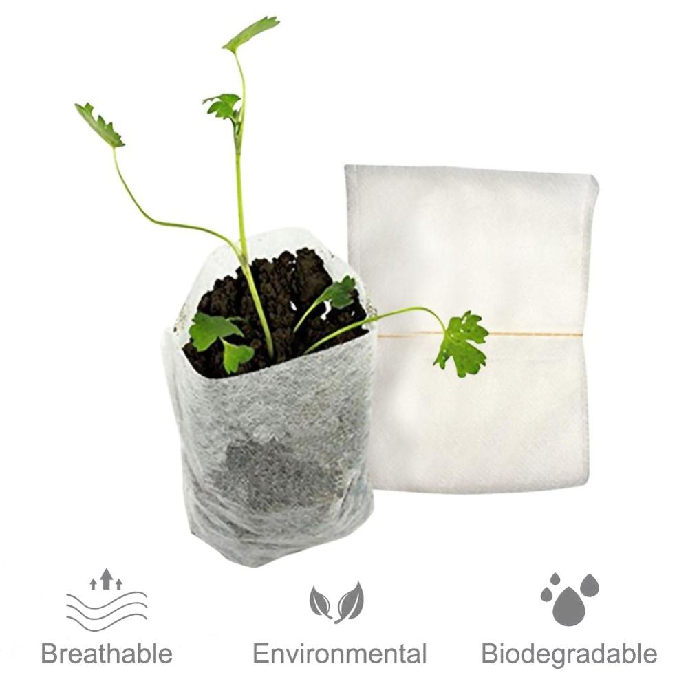 300pcs Biodegradable Non-woven Nursery Bags Plant Grow Bags Fabric Seedling Pots Eco-Friendly Aeration Planting Bags