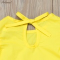 Baby Girls Clothes Summer Baby Dress Fly Sleeve Newborn Infant Dresses Solid Color Bow Dress Kids Girl Clothes 27