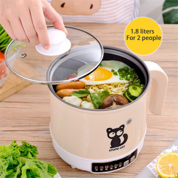 1.8L Multi-function Electric Skillet Noodles Rice Cooker Thermal Insulation Cooking Pot Pan Food Container