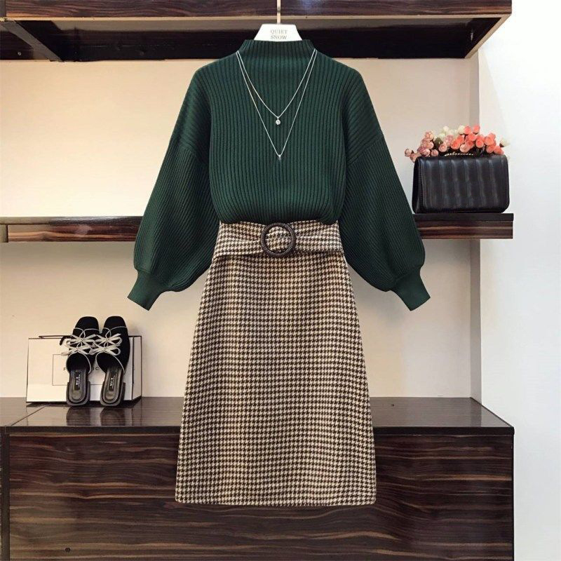 2020 Elegant 3 Pieces Packed Women Winter Autumn Sweater with Skirt Wool Fabric Bottomwear Top Selling Knitingwear
