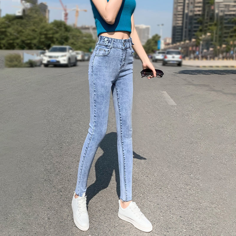 Korean High waist jeans women casual Skinny Pencil pants basic Stretch Denim Ankle Length Pants slim Butt Lifting jeans