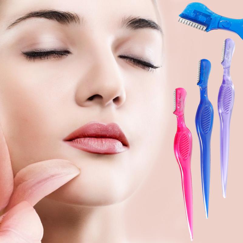 Eyebrow Trimmer Portable Eyebrow Razor Shaver Eye Brow Shaper Shaping Tool Scissors Facial Hair Remover for Women Makeup