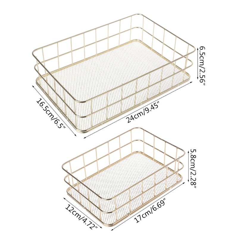 Modern Metal Storage Basket Wire Mesh Crate Container Kitchen Office Bathroom Shelves Makeup Desk Organizer