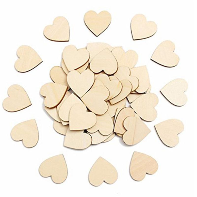 50PCS DIY Wooden Heart Kids Birthday Party Valentine'S Day Supplies Diy Scrapbook Craft Wedding Decoration Baby Shower Decor