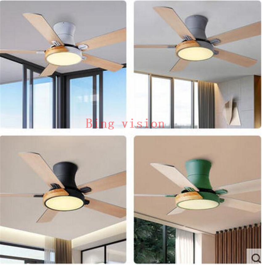 Nordic Modern LED Wooden Ceiling Fan Wood Ceiling Light Fans Lamp AC Ceiling Fans With Lights LED Dimming 220v Home Fan