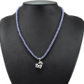 Blue Small Pearl Beads Necklace with Fox Pendant