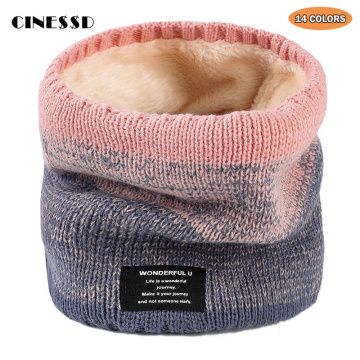 2020 Winter Scarf for Women Warm Men's Knitted Ring Scarf Thick Cashmere Neck Scarf for Ladies Winter Neckerchief Plus Velvet