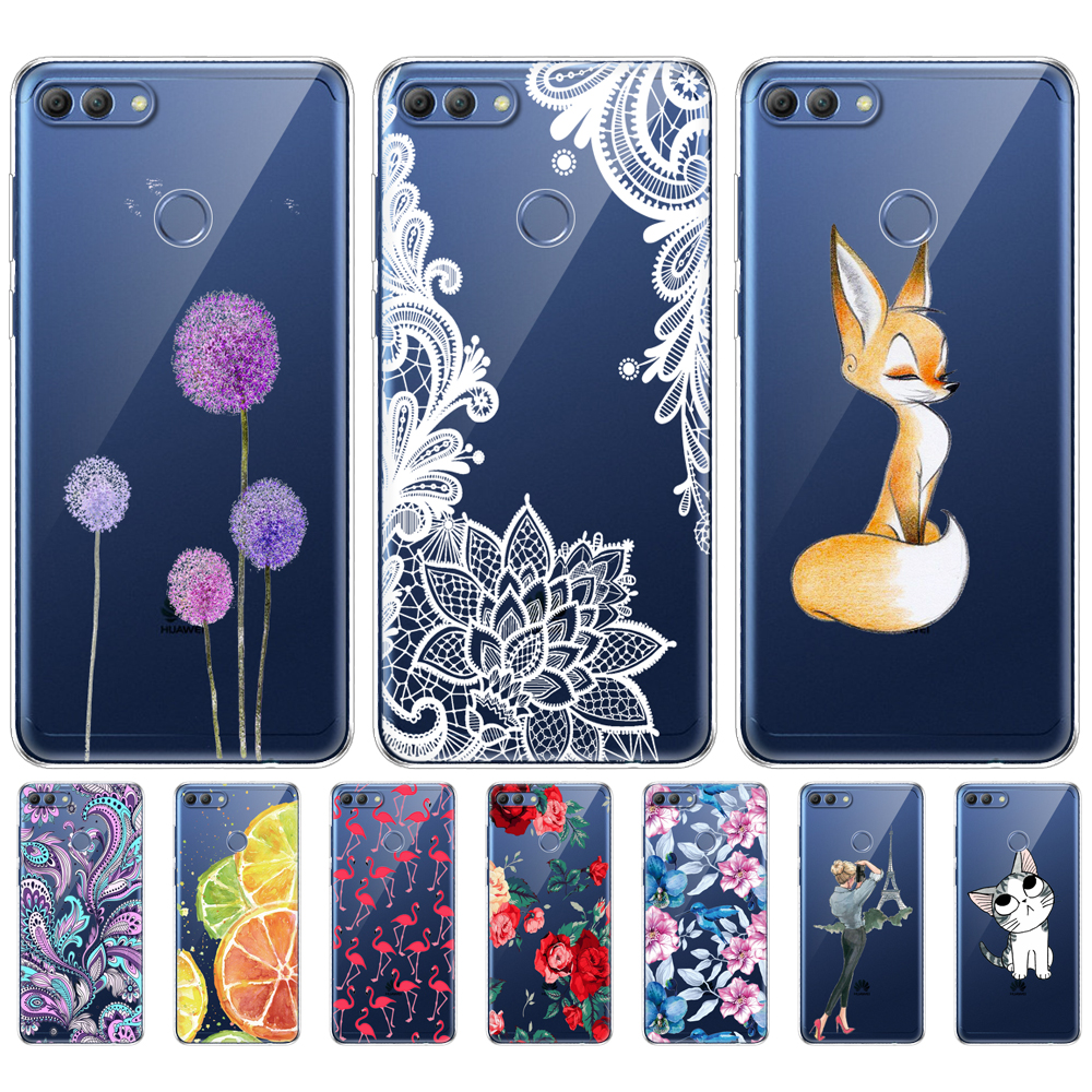 Soft Phone Shell Case For Huawei P Smart 2018 Enjoy 7S Soft TPU Silicon Back Cover 360 Full Protective Printing Transparent Bag