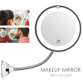 New 10 Times Magnifying Glass Vanity Mirror LED Light 360 Degree Flexible Rotating Suction Cup Bathroom Bedroom Night Light