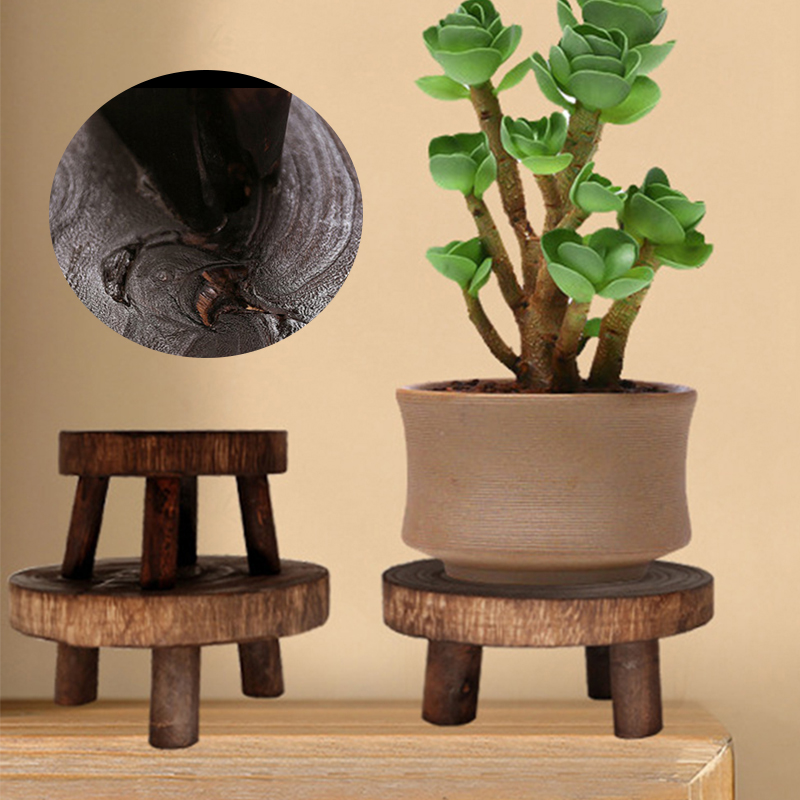 Durable Wooden Planter Pot Trays Green Plants Succulent Flower Pot Rack Bench High Stool Bonsai Holder Home Garden Display Stand