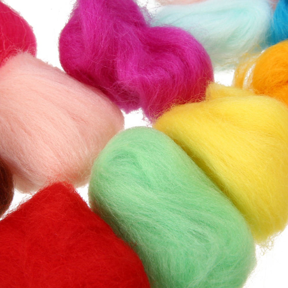 36 Colors 3g Felting Wool Fiber Wool Felt Starter Kit For Needle Felting Roving Dyed Spinning Wet Felting Fiber For DIY Crafts
