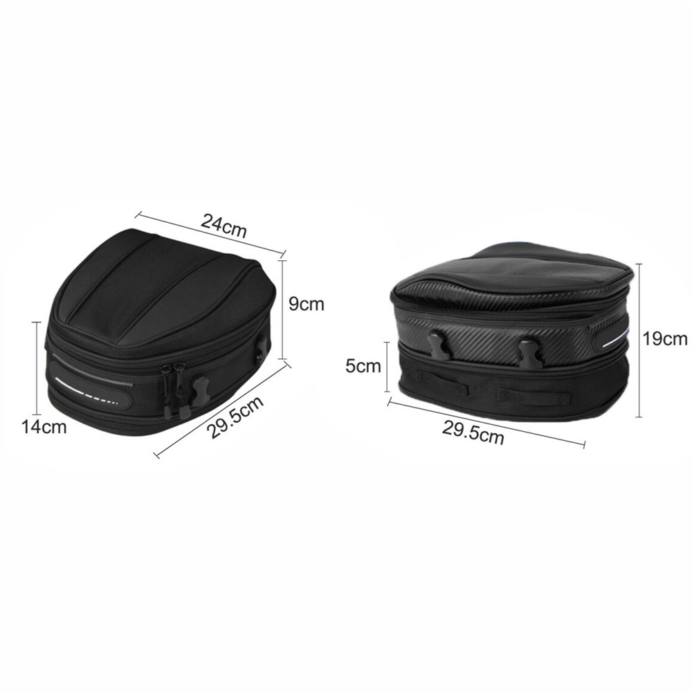Motorcycle Rear Seat Helmet Luggage Bag Tail Box W/ Rain Cover 30*24*8-15cm Kit