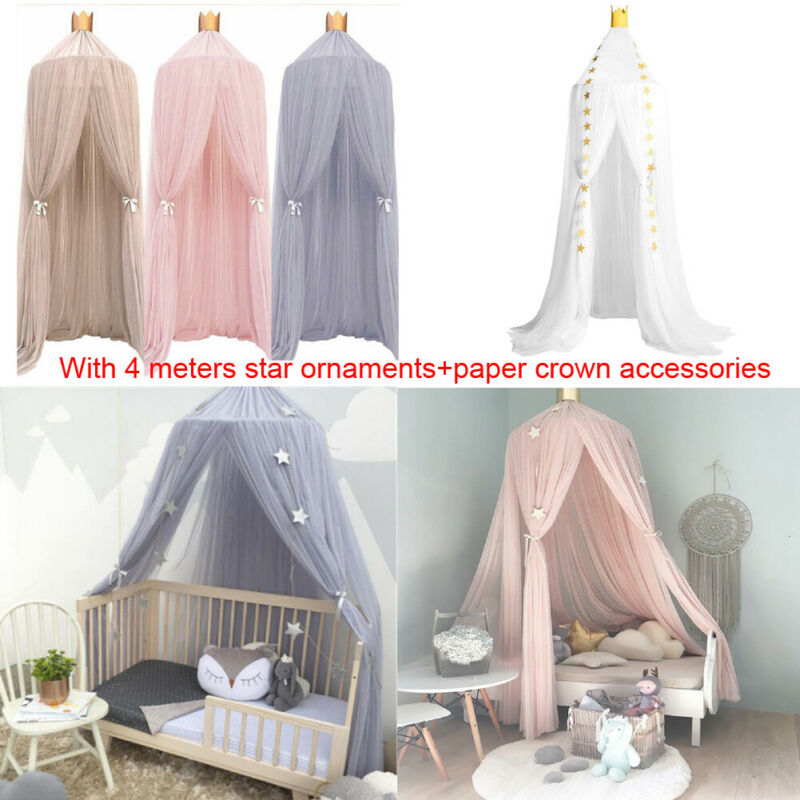 2019 Bedding Accessories Crib Netting Elegant Princess Lace Netting Mesh Round Dome Bed Mosquito Bedding Tent Stars Canopy