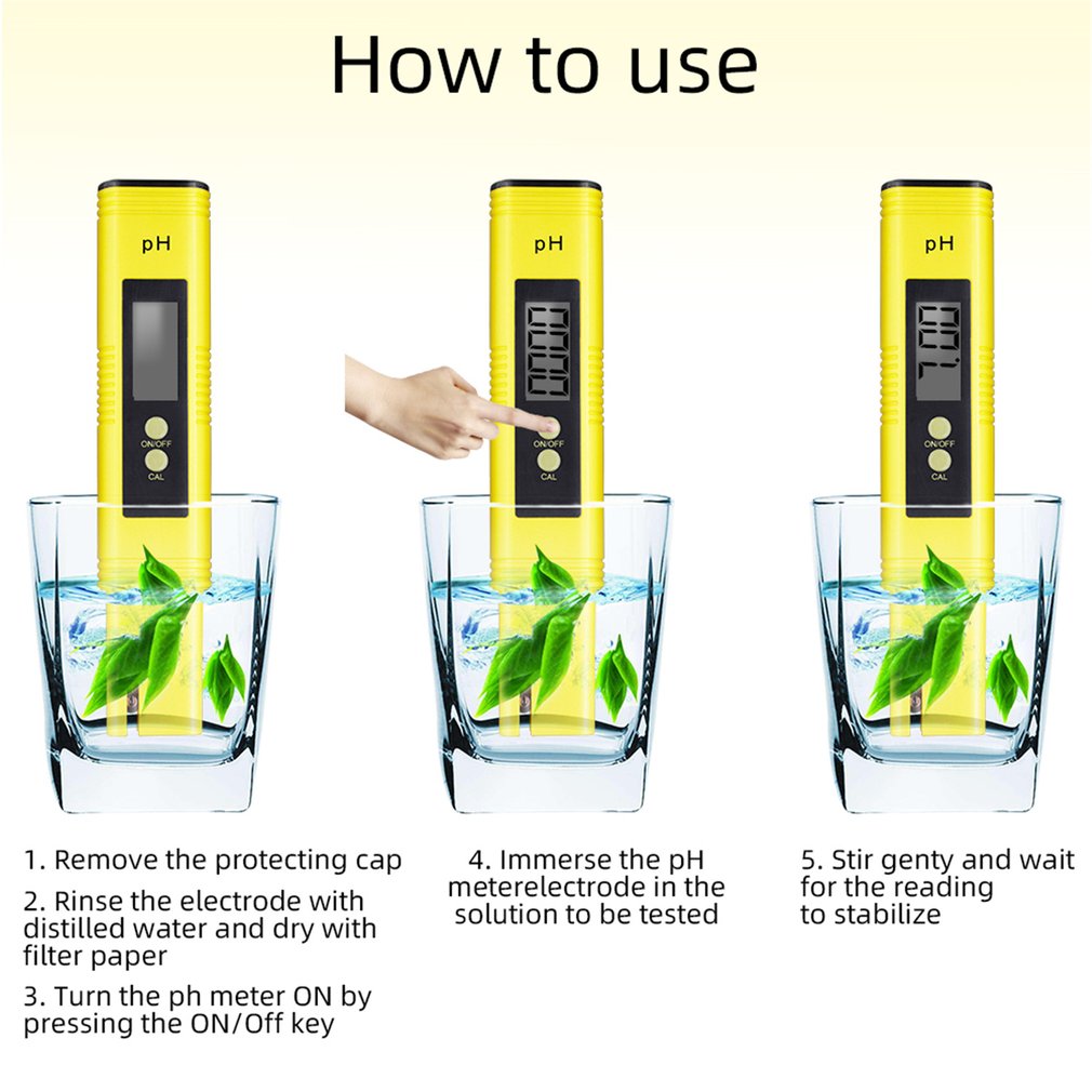 0.01 Digital PH Meter Tester Pocket Size PH Tester Large LCD Display / for Water Quality, Food, Aquarium, Pool Hydroponics /